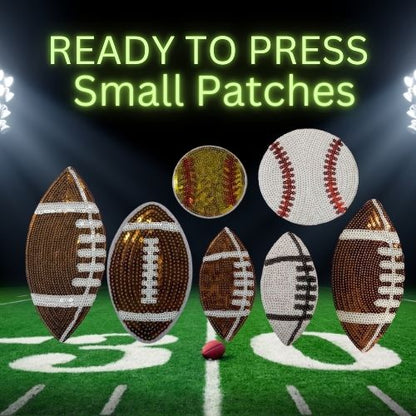 Game Day Sequin Sports Patches – Ready to Press Small Football & Baseball Iron-On Appliqués