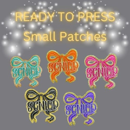 Ready to Press Senior Bow Small Patches – Graduation Cap & Hat Embroidery