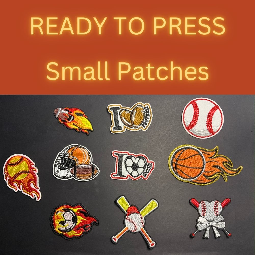 READY TO PRESS Small Sports Patches | Embroidered Iron-On Hat & Apparel Patches