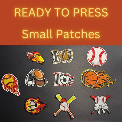 READY TO PRESS Small Sports Patches | Embroidered Iron-On Hat & Apparel Patches