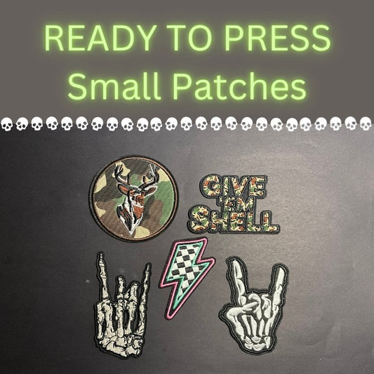 ⚡ READY TO PRESS Small Patches | Lightning Bolt • Skeleton Hands • Deer Camo • Give ’Em Shell