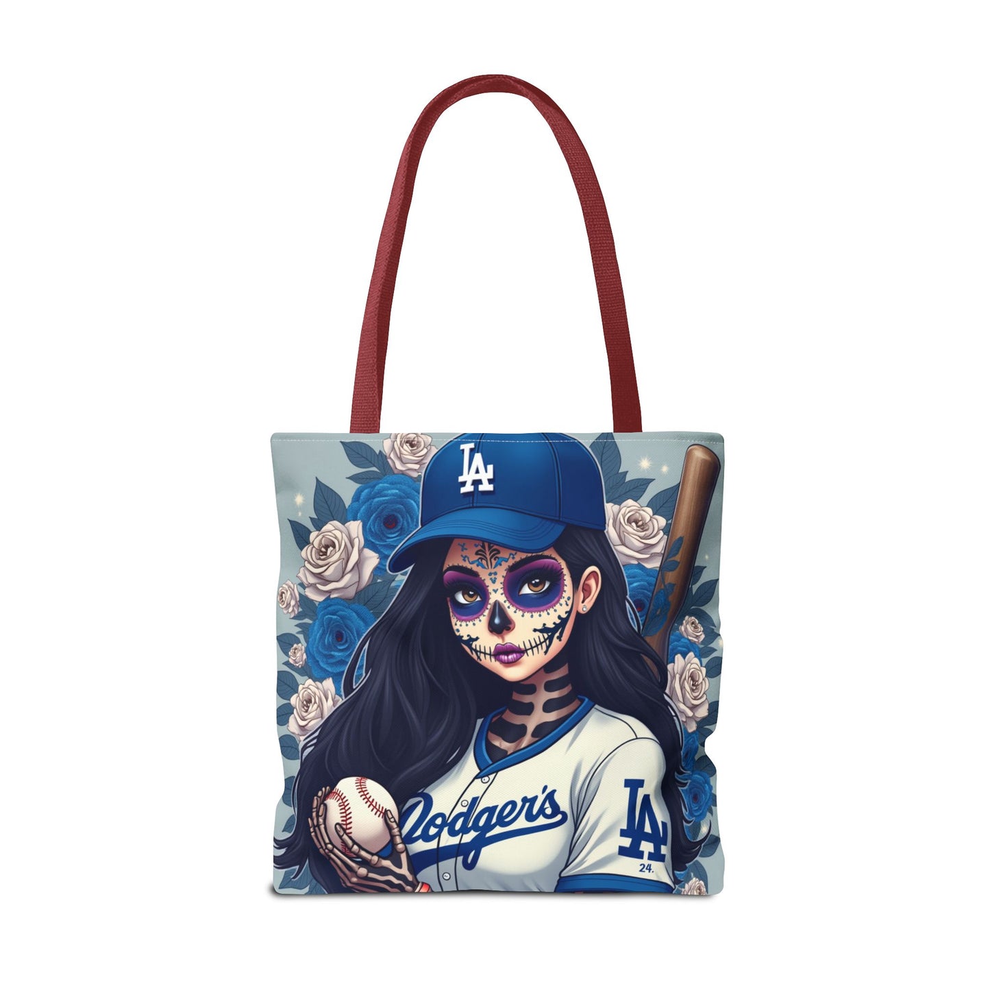 Sugar Skull Baseball Tote Bag, Unique Tote for Sports Fans, Day of the Dead Inspired, Stylish Shopping Bag, Gift for Her