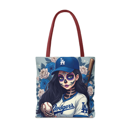 Sugar Skull Baseball Tote Bag, Unique Tote for Sports Fans, Day of the Dead Inspired, Stylish Shopping Bag, Gift for Her