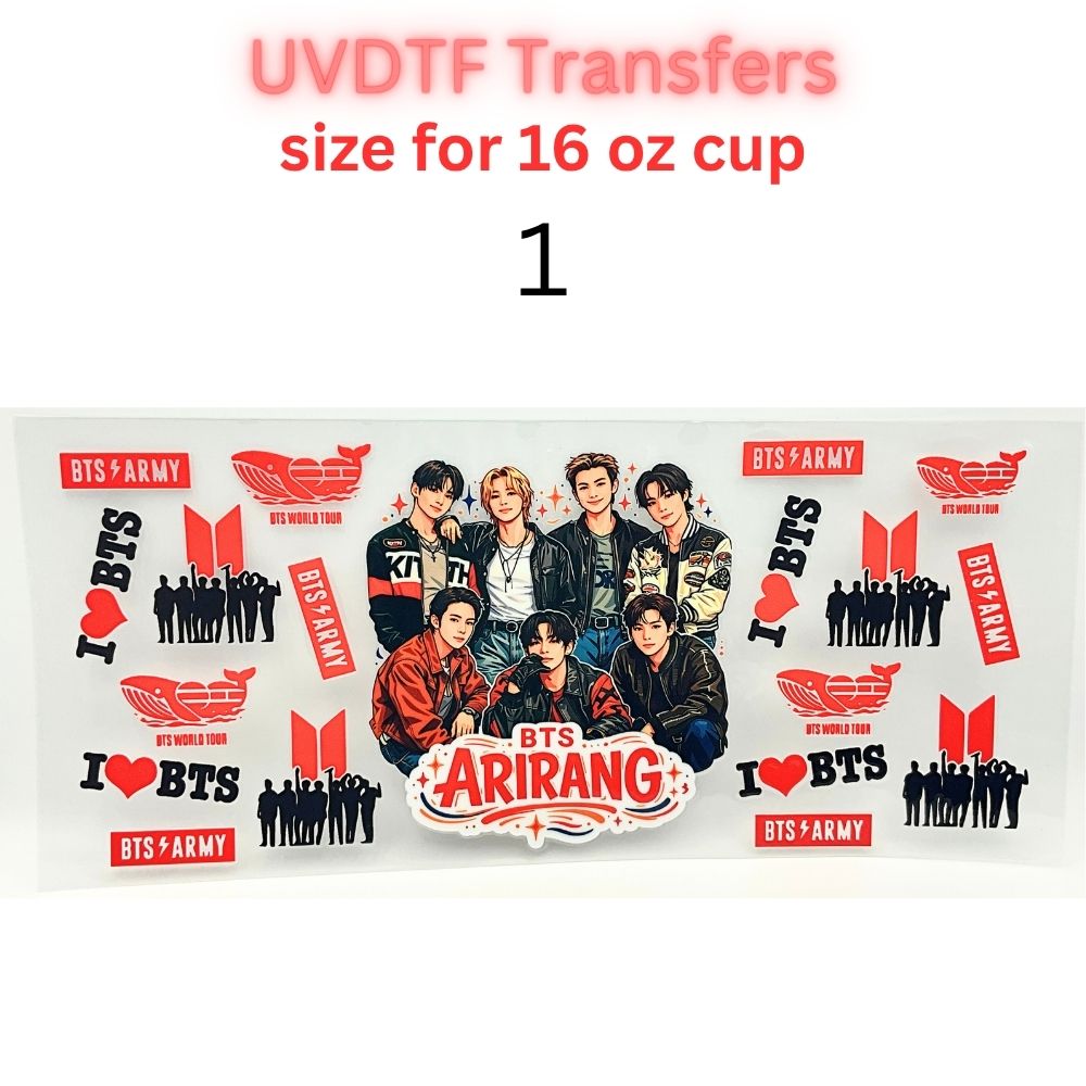 K-Pop Inspired UV DTF Cup Wrap | 16 oz Tumbler Decal | Music Fan Waterproof Transfer | Concert & Fandom Drinkware Sticker