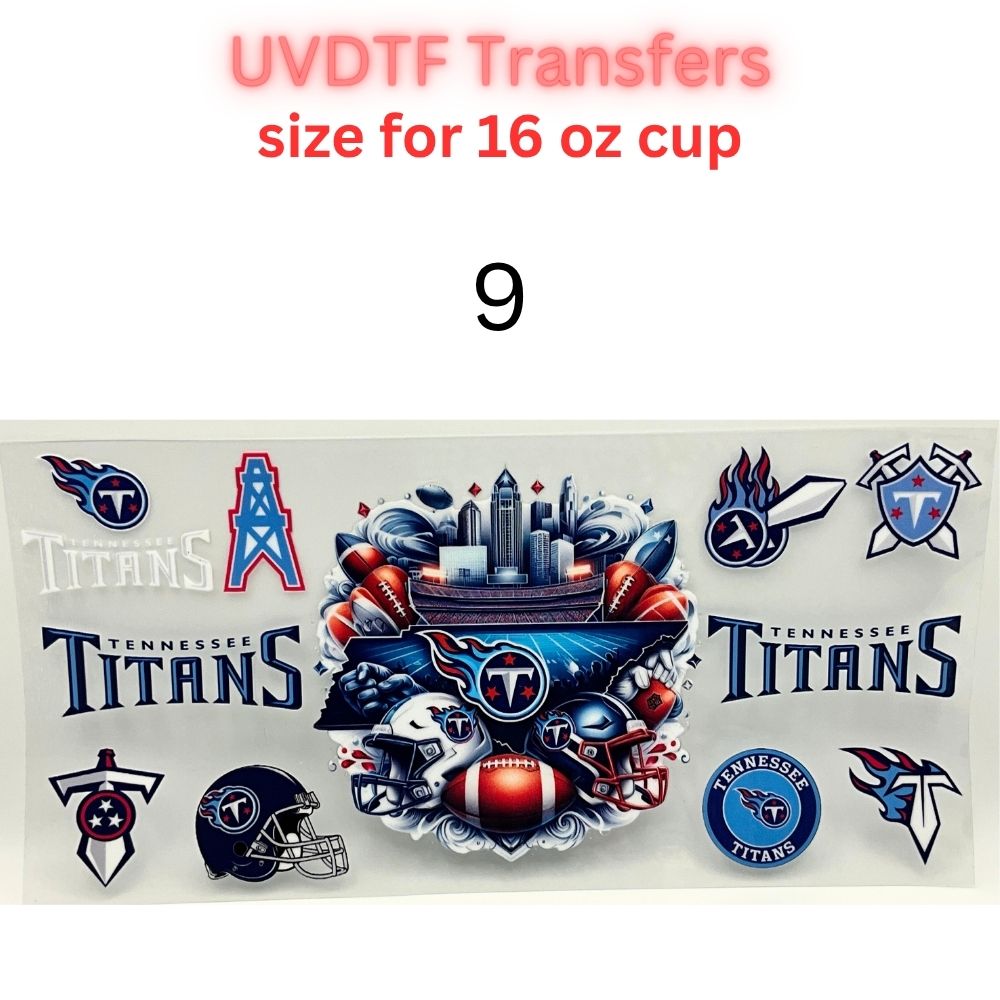 Football Inspired UV DTF Cup Wrap Transfers | Orange & Blue Sports-Themed 16 oz Libby Cup Decals