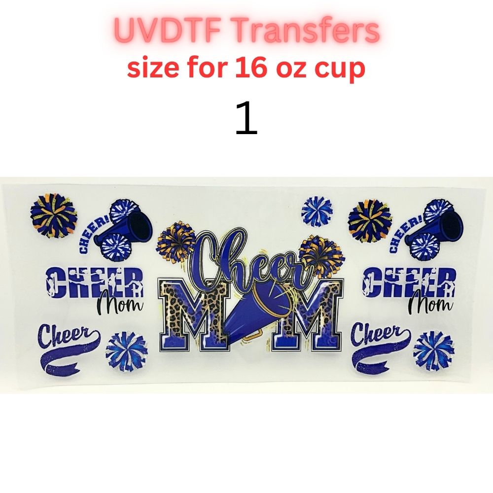 Cheer Mom UV DTF Cup Wrap | Cheerleading Mom Transfer Decal | Sports Mom Tumbler Sticker | 16 oz Glass Can Wrap