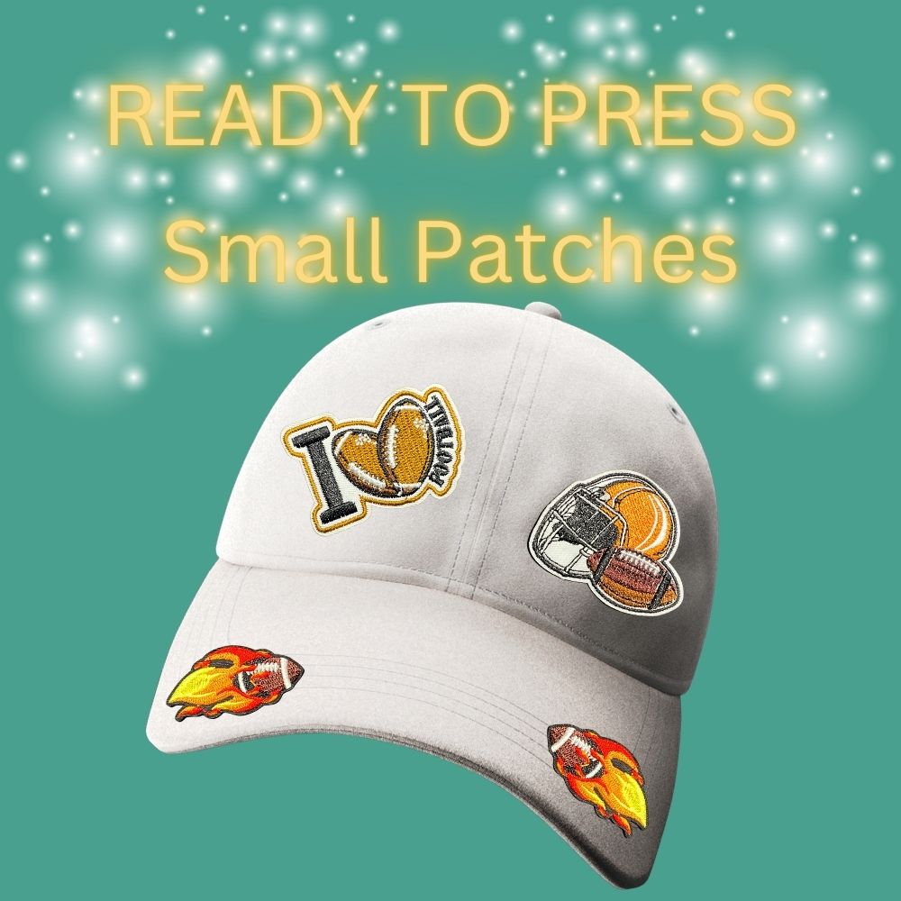 READY TO PRESS Small Sports Patches | Embroidered Iron-On Hat & Apparel Patches