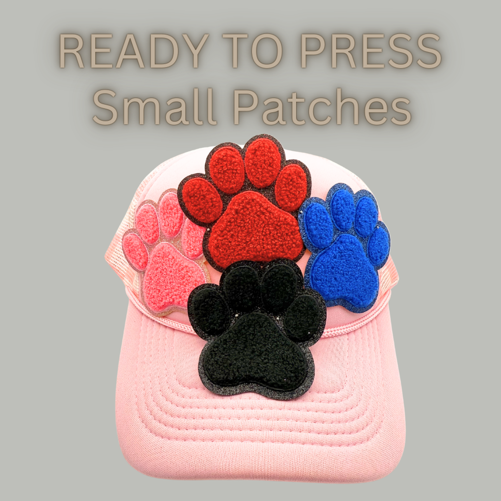 Paw Print Patches – Ready to Press Small Iron-On Embroidery Appliques (Multiple Colors)
