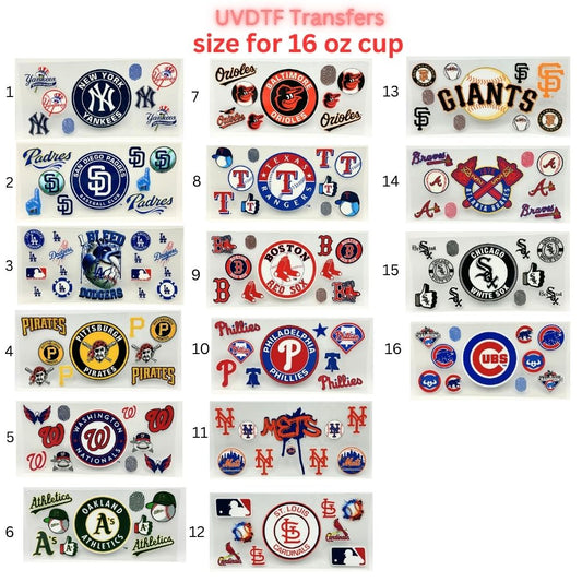 Baseball Fan Inspired UV DTF Cup Wrap for 16 oz Glass Can | Sports Drinkware Decal | Waterproof Permanent Transfer Sticker | Multiple Color Themes