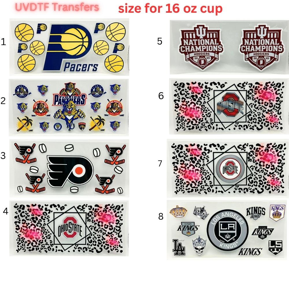 Sports Fan Inspired UV DTF Cup Wrap | 16 oz Glass Can Decal | Basketball, Hockey & College Spirit Designs | Waterproof Permanent Transfer