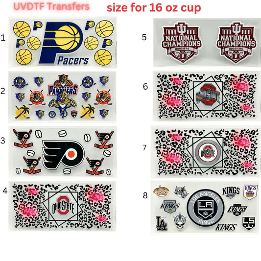 Sports Fan Inspired UV DTF Cup Wrap | 16 oz Glass Can Decal | Basketball, Hockey & College Spirit Designs | Waterproof Permanent Transfer