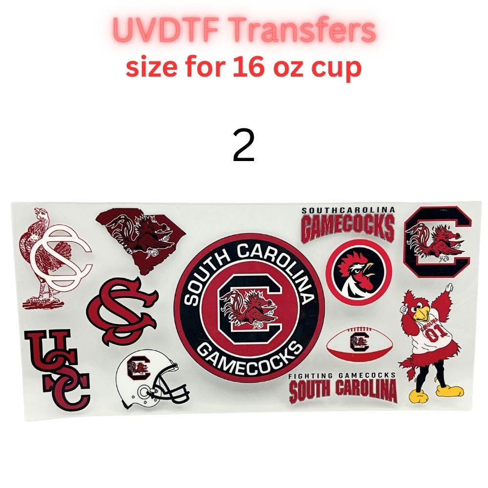 Garnet & Black Football-Themed UV DTF Cup Wrap Decals | 16 oz Cup Transfers | Mascot-Inspired Sports Designs | Waterproof Tumbler Stickers
