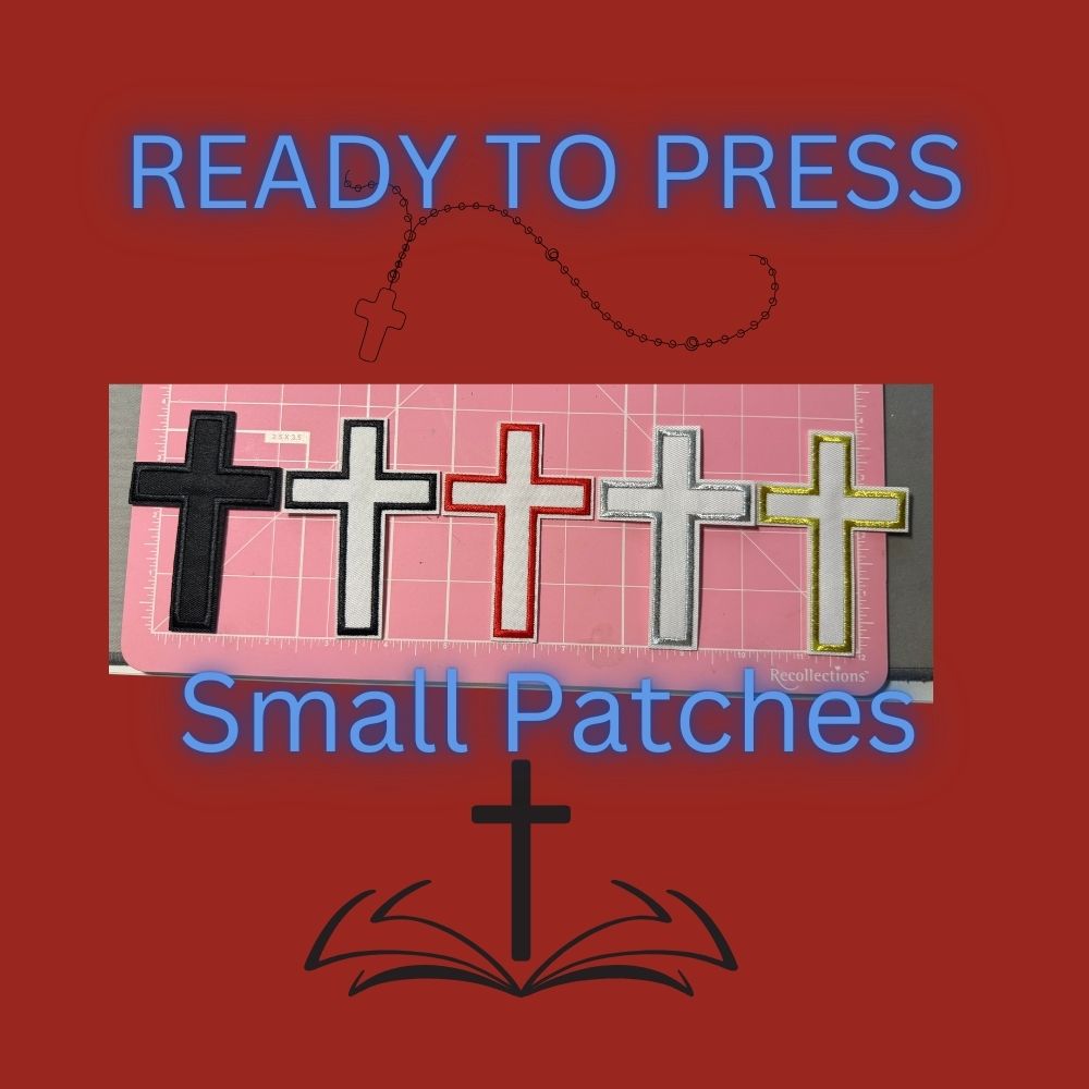 ✝️ Cross Embroidered Patches – Ready to Press Small Iron-On Appliqués | Christian Faith Hat, Jacket & Clothing Patch