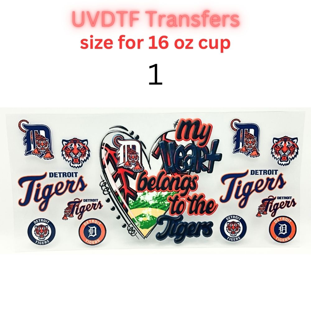 Blue & Orange Baseball-Inspired UV DTF Cup Wrap | 16 oz Tumbler Decal | Big Cat Sports Fan Transfer | Waterproof Drinkware Sticker