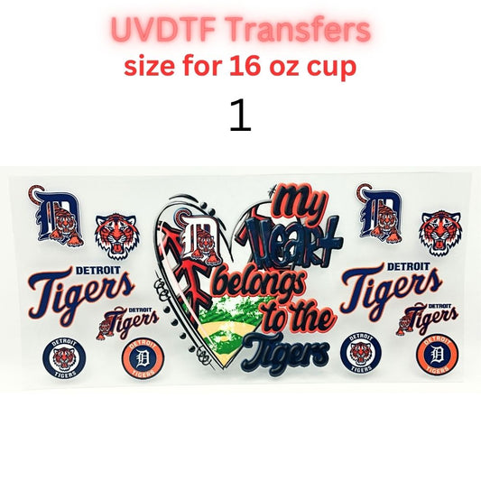 Blue & Orange Baseball-Inspired UV DTF Cup Wrap | 16 oz Tumbler Decal | Big Cat Sports Fan Transfer | Waterproof Drinkware Sticker
