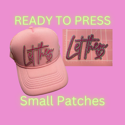 Let Them Small Patches – Ready to Press | Glitter & Embroidered Appliqué for Hats, Bags, & Clothing
