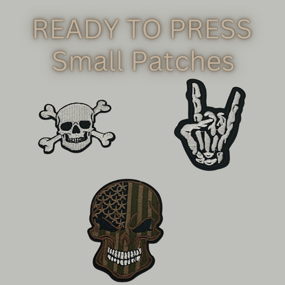 Skull & Skeleton Patches – Ready to Press Small Iron-On Embroidery Appliques (Rock, Camo, Crossbones)