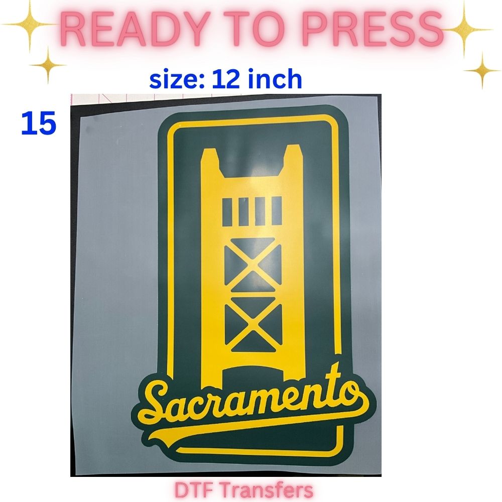 Ready to Press DTF Transfer | Sacramento Baseball Fan Inspired Shirt Transfers | 10 & 12 Inch Heat Transfers | Choose Your Design