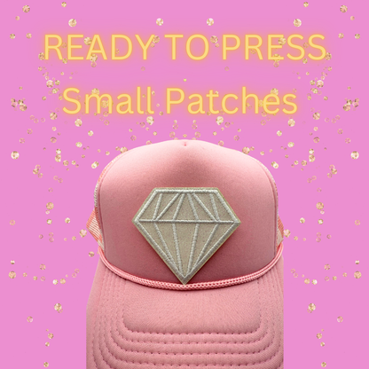 Glitter Diamond Patches – Ready to Press Small Embroidered Appliqués for Hats, Bags & Clothing
