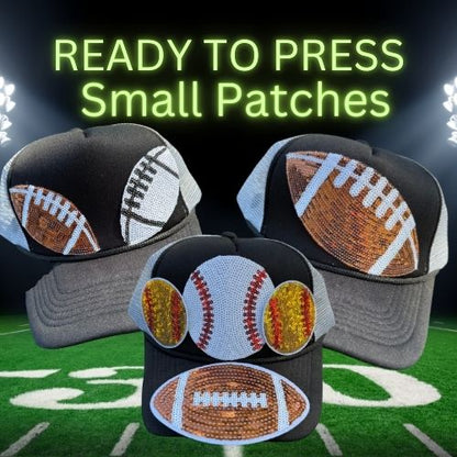 Game Day Sequin Sports Patches – Ready to Press Small Football & Baseball Iron-On Appliqués