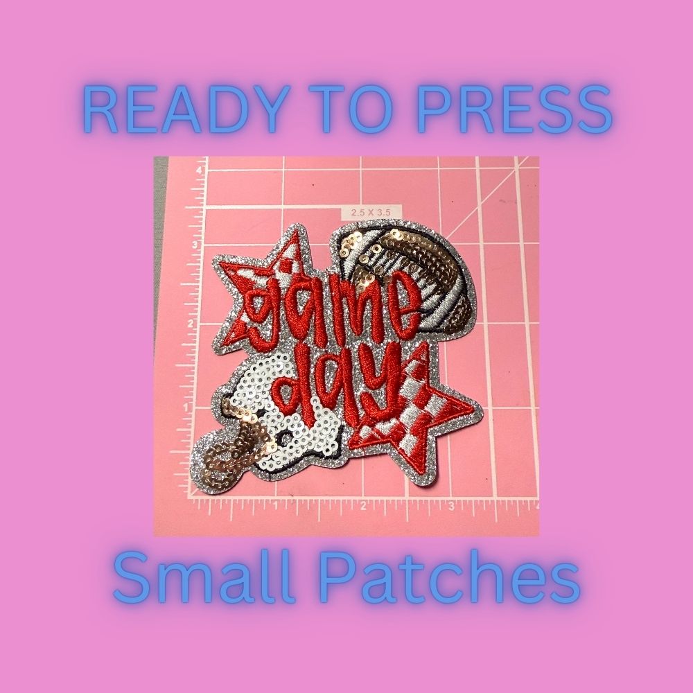 🏈 Game Day Football Patches – Ready to Press Small Embroidery Appliqués | Iron-On Hat, Jacket & Clothing Patch