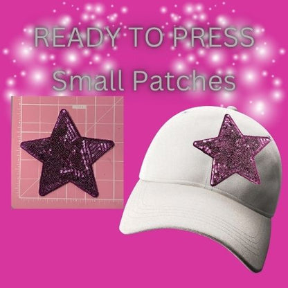 ✨ READY TO PRESS Small Glitter Star & Bow Patches | Sparkly Iron-On Embroidered Appliqués