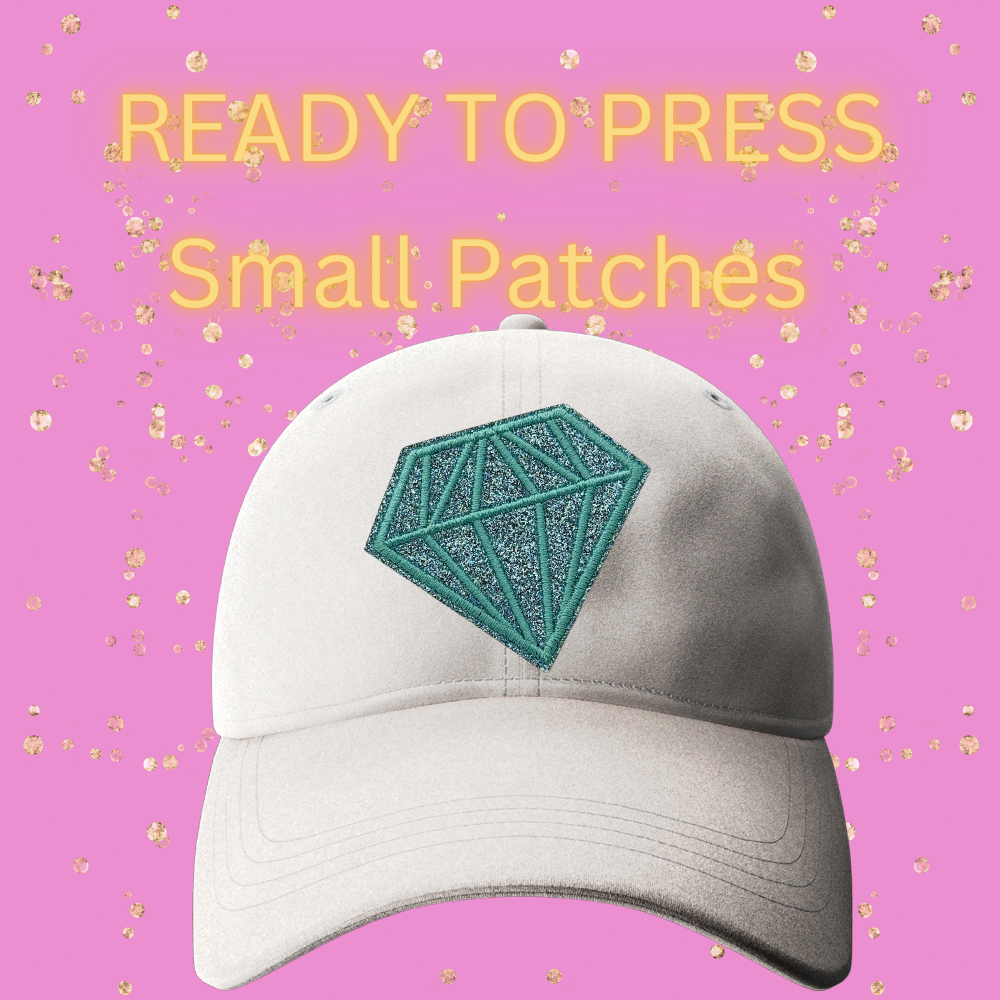 Glitter Diamond Patches – Ready to Press Small Embroidered Appliqués for Hats, Bags & Clothing