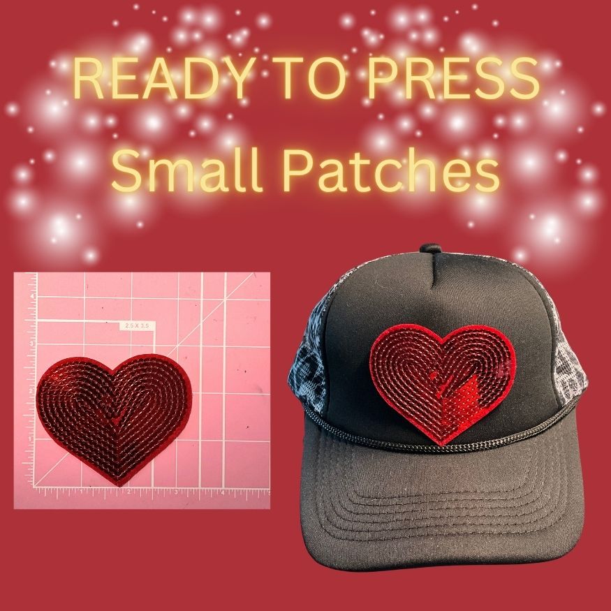 ⚡❤️ READY TO PRESS Small Heart & Lightning Patches | Embroidered Iron-On Appliqués