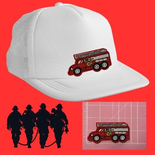 Firefighter Patches – Ready to Press Small Iron-On Embroidery Appliques (Fire Truck, Helmet, Flames & More)