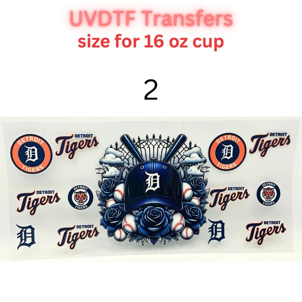 Blue & Orange Baseball-Inspired UV DTF Cup Wrap | 16 oz Tumbler Decal | Big Cat Sports Fan Transfer | Waterproof Drinkware Sticker
