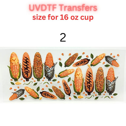 UV DTF Cup Wraps – 16 oz - Jesus & Iced Coffee, Roasted Corn, Floral Owl, Mystic Crystal Ball, Cows