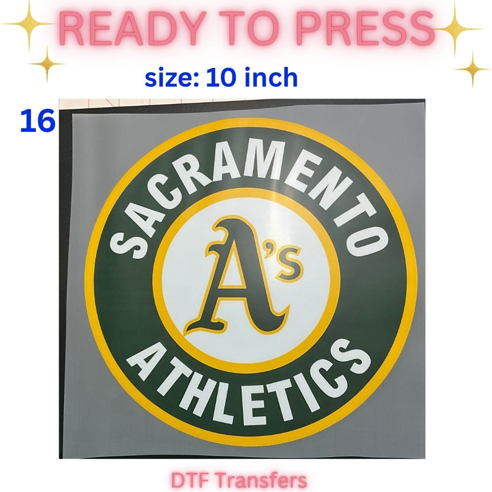 Ready to Press DTF Transfer | Sacramento Baseball Fan Inspired Shirt Transfers | 10 & 12 Inch Heat Transfers | Choose Your Design