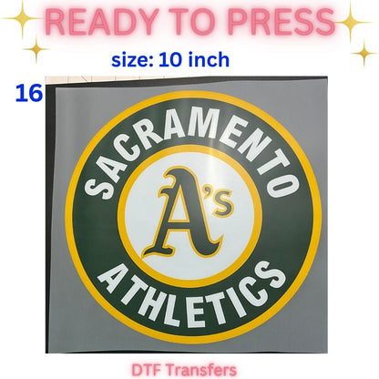 Ready to Press DTF Transfer | Sacramento Baseball Fan Inspired Shirt Transfers | 10 & 12 Inch Heat Transfers | Choose Your Design
