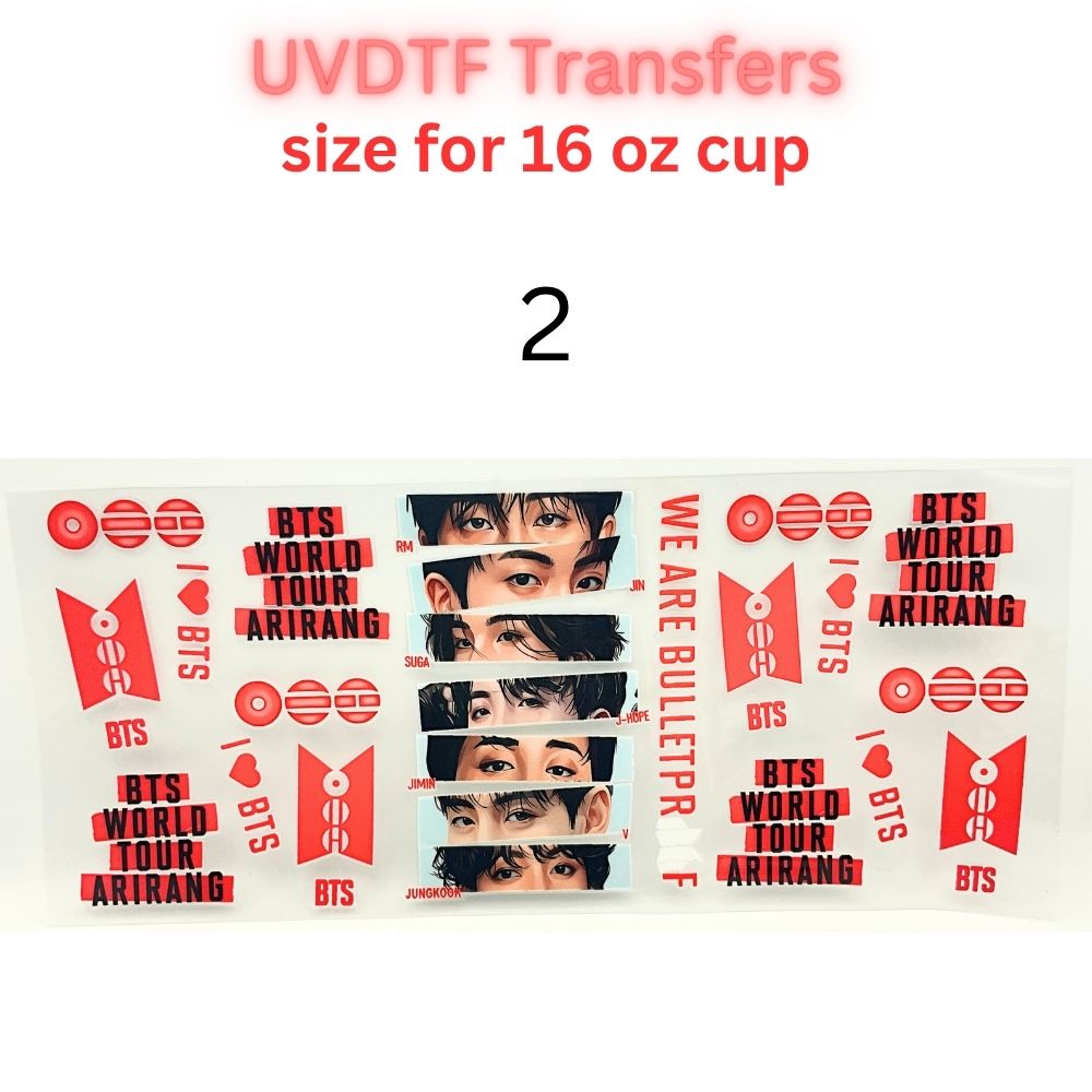 K-Pop Inspired UV DTF Cup Wrap | 16 oz Tumbler Decal | Music Fan Waterproof Transfer | Concert & Fandom Drinkware Sticker