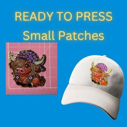 Ready to Press Highland Cow Small Patches – Embroidered Hat & Clothing Patches famous design