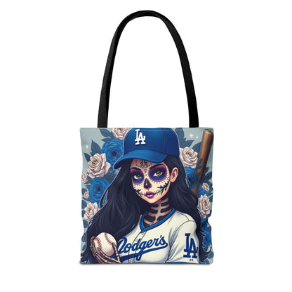 Sugar Skull Baseball Tote Bag, Unique Tote for Sports Fans, Day of the Dead Inspired, Stylish Shopping Bag, Gift for Her