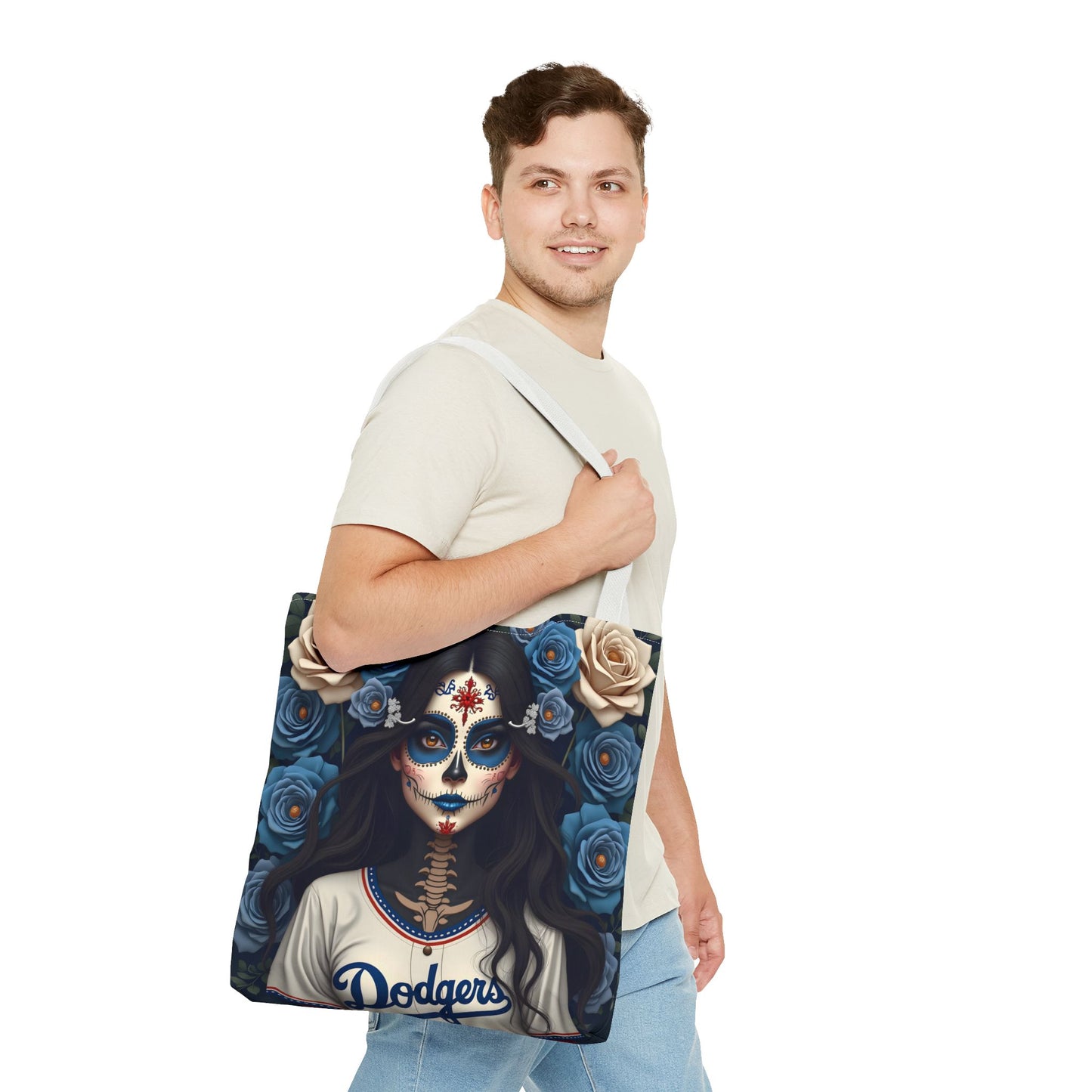 Sugar Skull Floral Tote Bag, Day of the Dead, Boho Style, Eco-Friendly Shopping, Casual Weekend Bag
