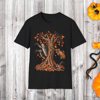 Fall Witch T-Shirt — 'Well, Shit' Halloween Tree Design