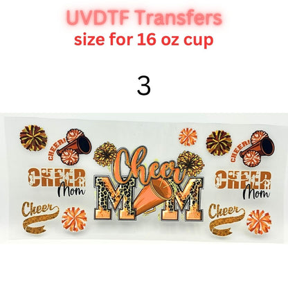 Cheer Mom UV DTF Cup Wrap | Cheerleading Mom Transfer Decal | Sports Mom Tumbler Sticker | 16 oz Glass Can Wrap