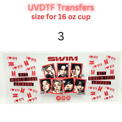 K-Pop Inspired UV DTF Cup Wrap | 16 oz Tumbler Decal | Music Fan Waterproof Transfer | Concert & Fandom Drinkware Sticker