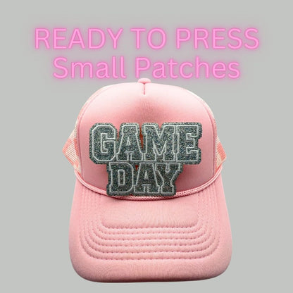 Ready to Press “Game Day” Glitter Patches – Sparkly Heat Press Patches for Hats, Tees & DIY Apparel (Multiple Colors)