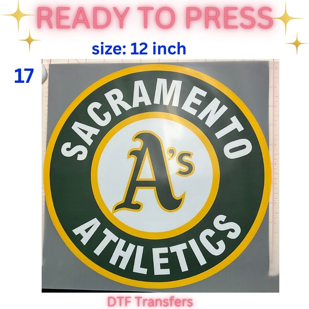 Ready to Press DTF Transfer | Sacramento Baseball Fan Inspired Shirt Transfers | 10 & 12 Inch Heat Transfers | Choose Your Design