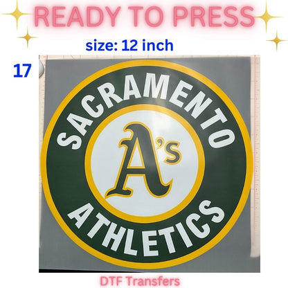 Ready to Press DTF Transfer | Sacramento Baseball Fan Inspired Shirt Transfers | 10 & 12 Inch Heat Transfers | Choose Your Design