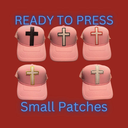✝️ Cross Embroidered Patches – Ready to Press Small Iron-On Appliqués | Christian Faith Hat, Jacket & Clothing Patch