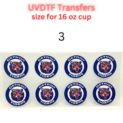 Blue & Orange Baseball-Inspired UV DTF Cup Wrap | 16 oz Tumbler Decal | Big Cat Sports Fan Transfer | Waterproof Drinkware Sticker
