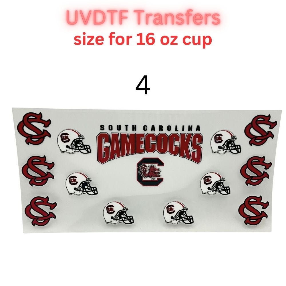 Garnet & Black Football-Themed UV DTF Cup Wrap Decals | 16 oz Cup Transfers | Mascot-Inspired Sports Designs | Waterproof Tumbler Stickers