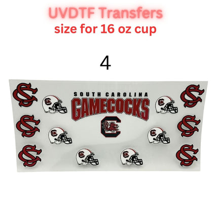 Garnet & Black Football-Themed UV DTF Cup Wrap Decals | 16 oz Cup Transfers | Mascot-Inspired Sports Designs | Waterproof Tumbler Stickers