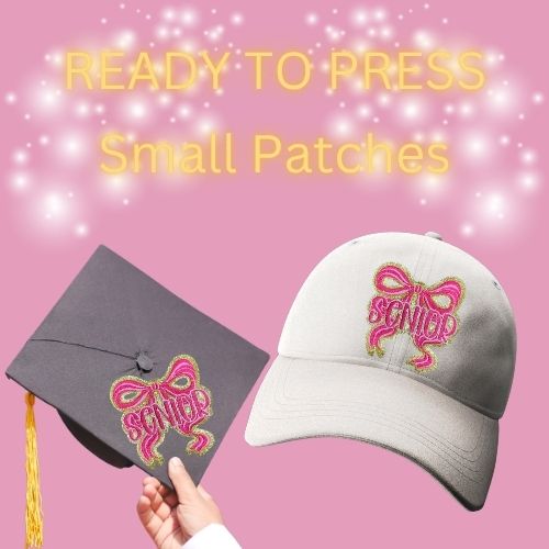 Ready to Press Senior Bow Small Patches – Graduation Cap & Hat Embroidery