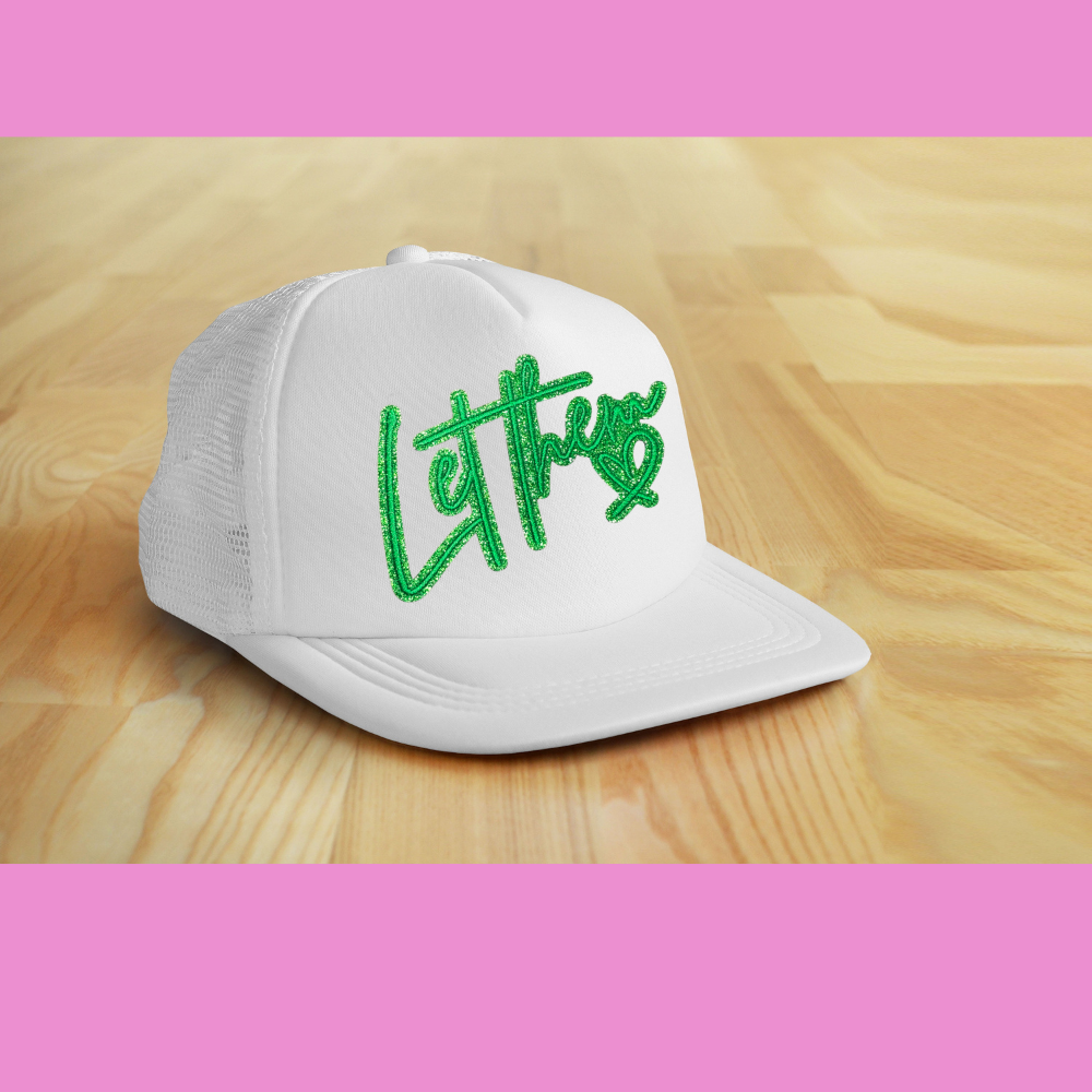 Let Them Small Patches – Ready to Press | Glitter & Embroidered Appliqué for Hats, Bags, & Clothing