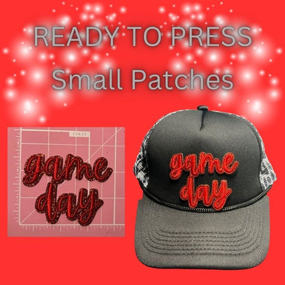 🏈 READY TO PRESS Small Patches | Game Day • Mama • First Down Football Embroidered Iron-On Patches